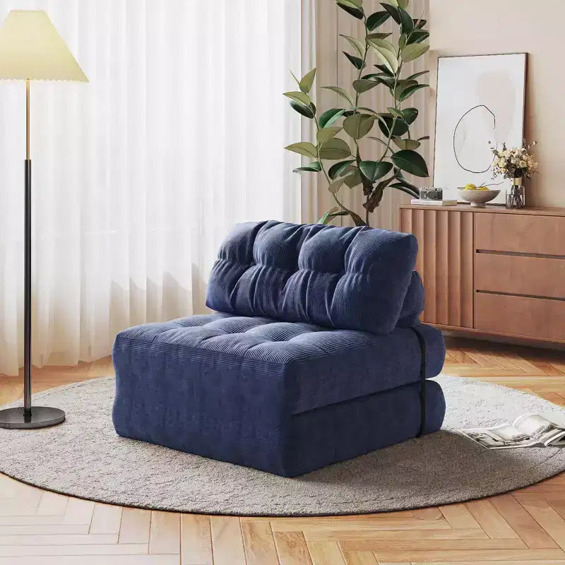 TROPOW Canapé-lit pliant, Futon convertible, Canapé pliant au sol pour salon, Fauteuil-lit convertible avec oreiller et matelas pliable à soutien dorsal