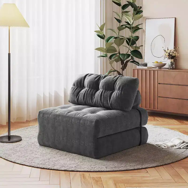 TROPOW Canapé-lit pliant, Futon convertible, Canapé pliant au sol pour salon, Fauteuil-lit convertible avec oreiller et matelas pliable à soutien dorsal