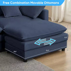 Mjkone Grand canapé modulaire 148'', canapé en forme de U à 6 places en tissu chenille, assise profonde avec 2 poufs