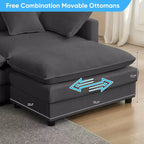 Mjkone Grand canapé modulaire 148'', canapé en forme de U à 6 places en tissu chenille, assise profonde avec 2 poufs