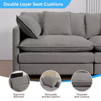 Mjkone Grand canapé modulaire 148'', canapé en forme de U à 6 places en tissu chenille, assise profonde avec 2 poufs