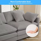 Mjkone Grand canapé modulaire 148'', canapé en forme de U à 6 places en tissu chenille, assise profonde avec 2 poufs