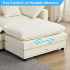 Mjkone Grand canapé modulaire 148'', canapé en forme de U à 6 places en tissu chenille, assise profonde avec 2 poufs