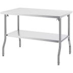 VEVOR Folding Commercial Prep Table, 48 x 30 Inch Commercial Worktable Workstation with Undershelf, Heavy-duty Stainless Steel Folding Table, Silver