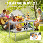 VEVOR Table de préparation commerciale pliante, 122 x 76 cm, poste de travail commercial avec étagère inférieure, table pliante robuste en acier inoxydable, argenté