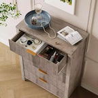 Commode GustoWave 5 tiroirs cannelés, commode fine de 114,3 cm de haut pour petits espaces, commode en bois de style ferme moderne pour chambre à coucher, chambre de bébé, appartement