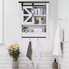 Meuble Mural de Salle de Bain, Armoire de Rangement Au-Dessus des Toilettes avec Porte Coulissante Style Grange et Étagère Réglable, Buffet de Rangement de Cuisine, 23.6 P x 7.9 L x 29.1 H