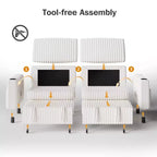 Canapé convertible sectionnel Dyonery de 231 cm avec lit gigogne, dossier inclinable/deux lits gigognes/ports USB/porte-gobelets, en velours côtelé moelleux