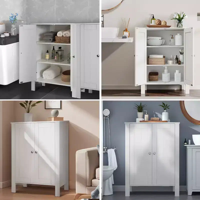 Meuble de rangement de salle de bain Hyleory, meuble de rangement de salle de bain autoportant avec 2 étagères réglables, 30 x 60 x 80 cm