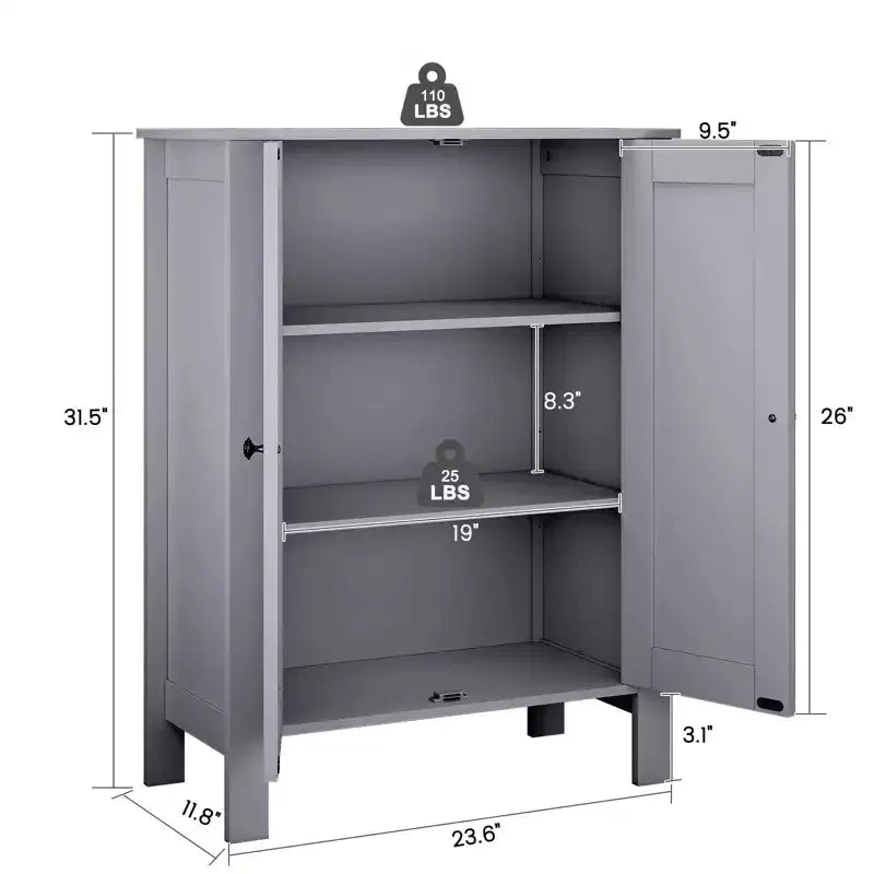 Meuble de rangement de salle de bain Hyleory, meuble de rangement de salle de bain autoportant avec 2 étagères réglables, 30 x 60 x 80 cm