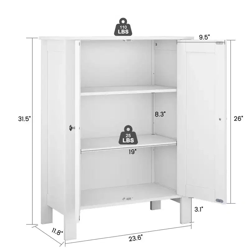 Meuble de rangement de salle de bain Hyleory, meuble de rangement de salle de bain autoportant avec 2 étagères réglables, 30 x 60 x 80 cm