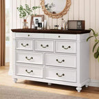 Commode de Chambre à 9 Tiroirs Style Ferme, Grande Commode Rustique en Bois de 47" avec 9 Tiroirs