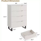 Commode verticale à 4 tiroirs de 41,5 po – Armoire de rangement en bois autoportante pour chambre à coucher ou salon