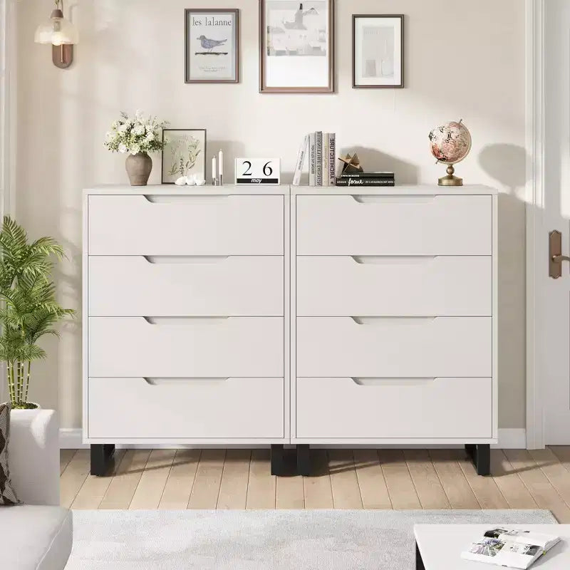 Commode verticale à 4 tiroirs de 41,5 po – Armoire de rangement en bois autoportante pour chambre à coucher ou salon