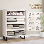 Commode verticale à 4 tiroirs de 41,5 po – Armoire de rangement en bois autoportante pour chambre à coucher ou salon