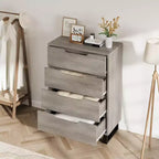 Commode verticale à 4 tiroirs de 41,5 po – Armoire de rangement en bois autoportante pour chambre à coucher ou salon