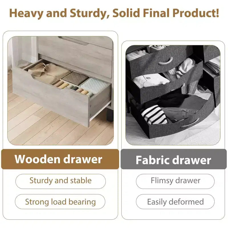 Commode verticale à 4 tiroirs de 41,5 po – Armoire de rangement en bois autoportante pour chambre à coucher ou salon