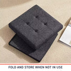 Ornavo Home Lot de 2 - Ottoman de rangement pliable carré de 15 po, parfait pour les dortoirs, le salon et la chambre à coucher