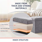 Ornavo Home Lot de 2 - Ottoman de rangement pliable carré de 15 po, parfait pour les dortoirs, le salon et la chambre à coucher
