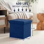 Ornavo Home Lot de 2 - Ottoman de rangement pliable carré de 15 po, parfait pour les dortoirs, le salon et la chambre à coucher