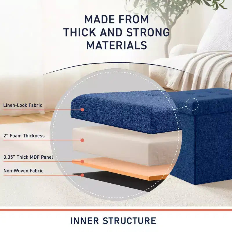 Ornavo Home Lot de 2 - Ottoman de rangement pliable carré de 15 po, parfait pour les dortoirs, le salon et la chambre à coucher