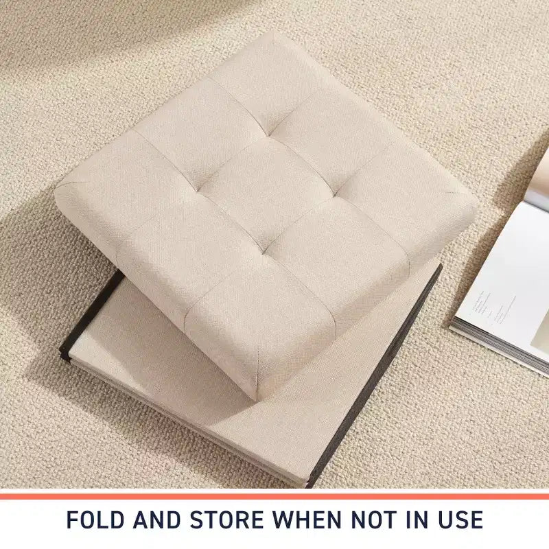 Ornavo Home Lot de 2 - Ottoman de rangement pliable carré de 15 po, parfait pour les dortoirs, le salon et la chambre à coucher