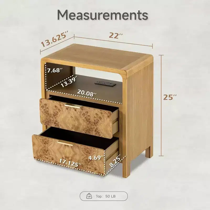 COZAYH Table de chevet de ferme Meuble de rangement en bois Commode d'appoint