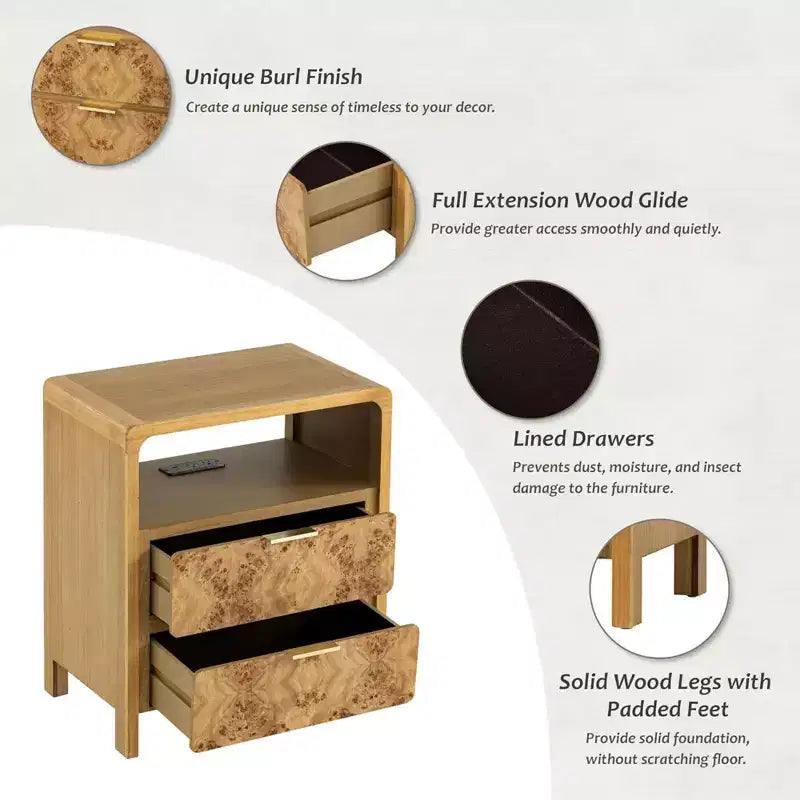 COZAYH Table de chevet de ferme Meuble de rangement en bois Commode d'appoint