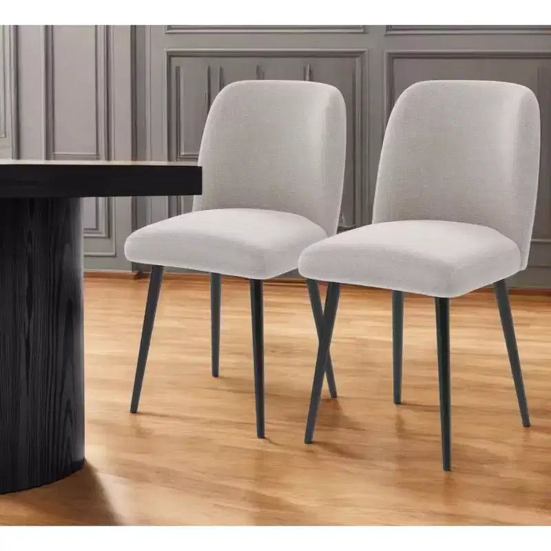 HomeRoots – Lot de deux chaises de salle à manger en tissu rembourré beige et noir