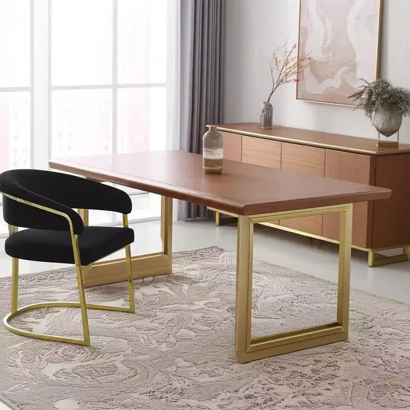 Chaise de salle à manger HomeRoots en velours noir et doré avec dossier partiellement ouvert