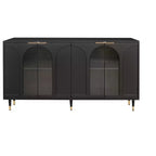 Meuble d'appoint | Buffet laqué en bois avec 4 portes vitrées | Armoire de rangement