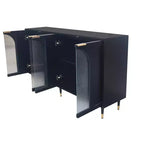 Meuble d'appoint | Buffet laqué en bois avec 4 portes vitrées | Armoire de rangement
