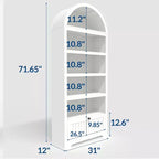Étagère à livres cintrée de ferme de 71 pouces avec 6 niveaux, tiroir et armoire de rangement, bibliothèque moderne à affichage ouvert pour salon, bureau ou cuisine