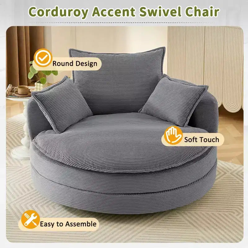 Fauteuil pivotant Merax 360 avec double coussin