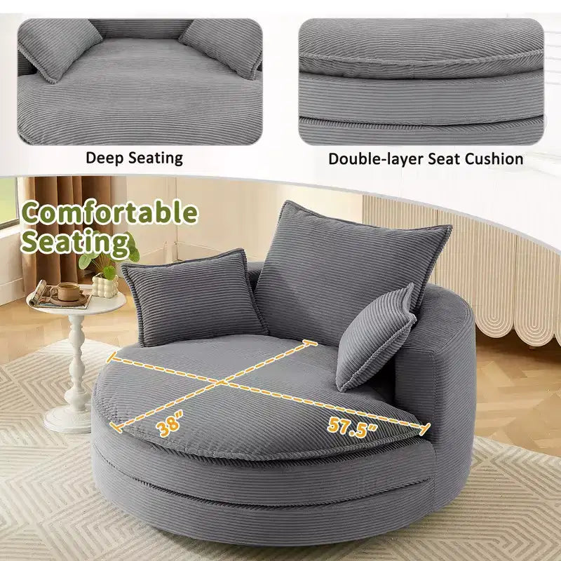 Fauteuil pivotant Merax 360 avec double coussin