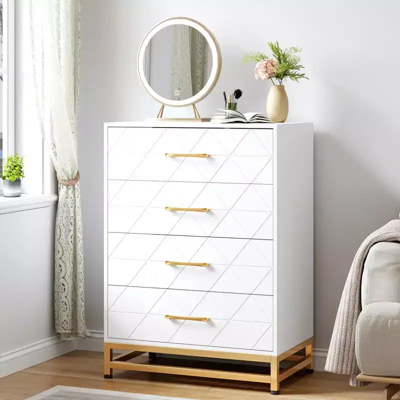 COZONY Commode en bois à 3 tiroirs – Meuble de rangement classique peu encombrant avec sécurité anti-basculement, rangement de vêtements, table de chevet et organisateur polyvalent pour la maison et le dortoir