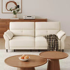 Canapé inclinable électrique en cuir pleine fleur ATJafurn avec double moteur, canapé sectionnel inclinable moderne blanc avec console et ports USB pour salon