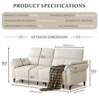 Canapé inclinable électrique en cuir pleine fleur ATJafurn avec double moteur, canapé sectionnel inclinable moderne blanc avec console et ports USB pour salon