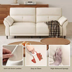 Canapé inclinable électrique en cuir pleine fleur ATJafurn avec double moteur, canapé sectionnel inclinable moderne blanc avec console et ports USB pour salon