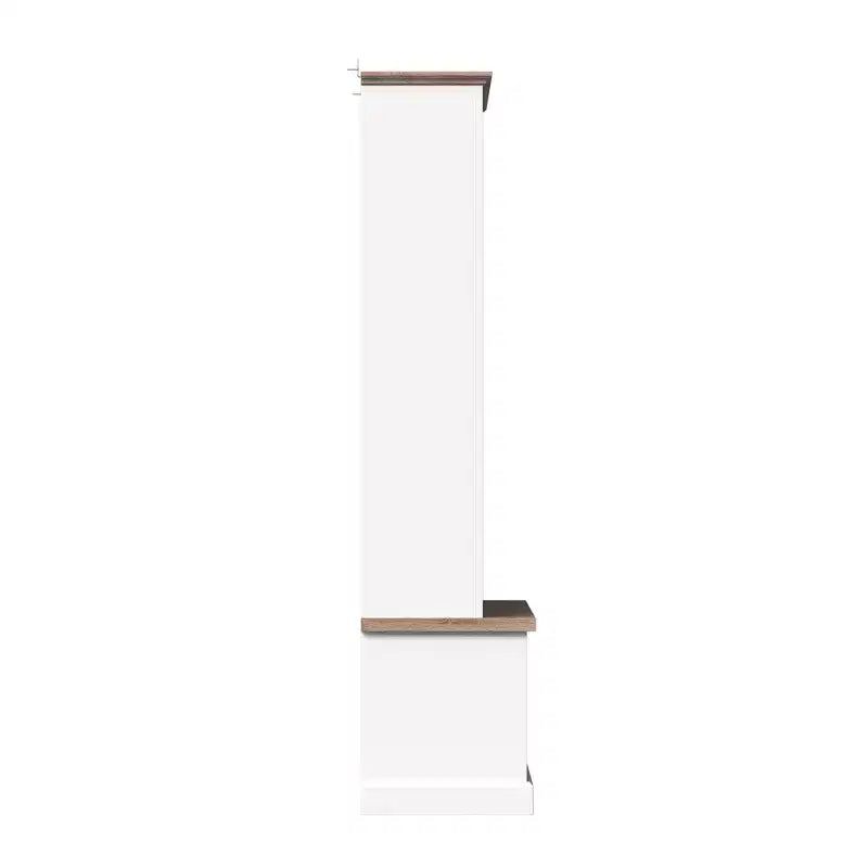 Banc de rangement d'entrée blanc et chêne avec patères, étagères et 2 paniers tressés meuble d'entrée