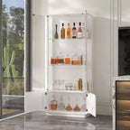 Famapy Présentoir à verres/bouteilles de whisky, étagère à liqueur, éclairage LED, haut sur pied pour bar et salon