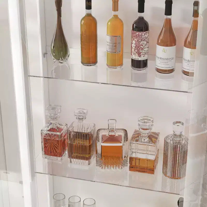 Famapy Présentoir à verres/bouteilles de whisky, étagère à liqueur, éclairage LED, haut sur pied pour bar et salon