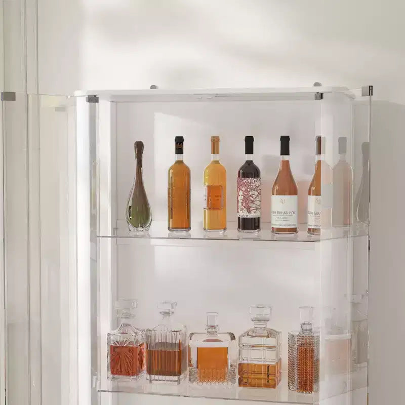 Famapy Présentoir à verres/bouteilles de whisky, étagère à liqueur, éclairage LED, haut sur pied pour bar et salon
