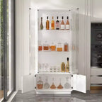 Famapy Présentoir à verres/bouteilles de whisky, étagère à liqueur, éclairage LED, haut sur pied pour bar et salon