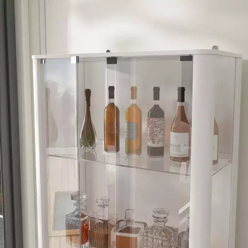 Famapy Présentoir à verres/bouteilles de whisky, étagère à liqueur, éclairage LED, haut sur pied pour bar et salon