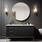 Miroir mural de salle de bain rond Whisen 42 pouces, verre HD de qualité supérieure, cadre en aluminium antirouille