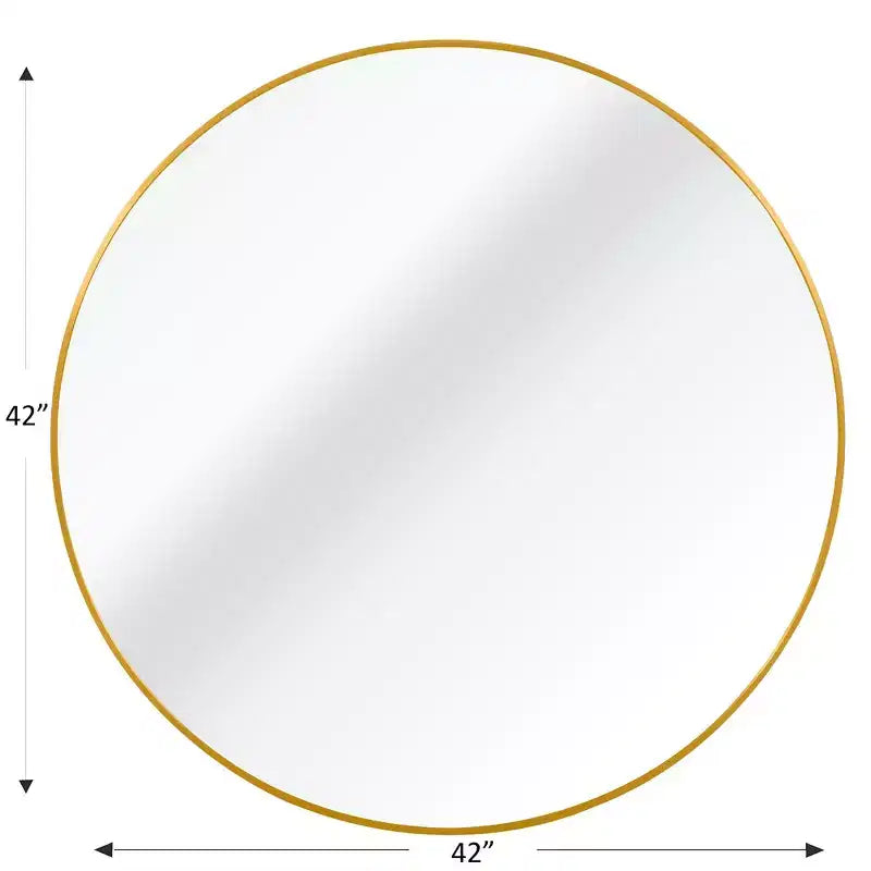 Miroir mural de salle de bain rond Whisen 42 pouces, verre HD de qualité supérieure, cadre en aluminium antirouille