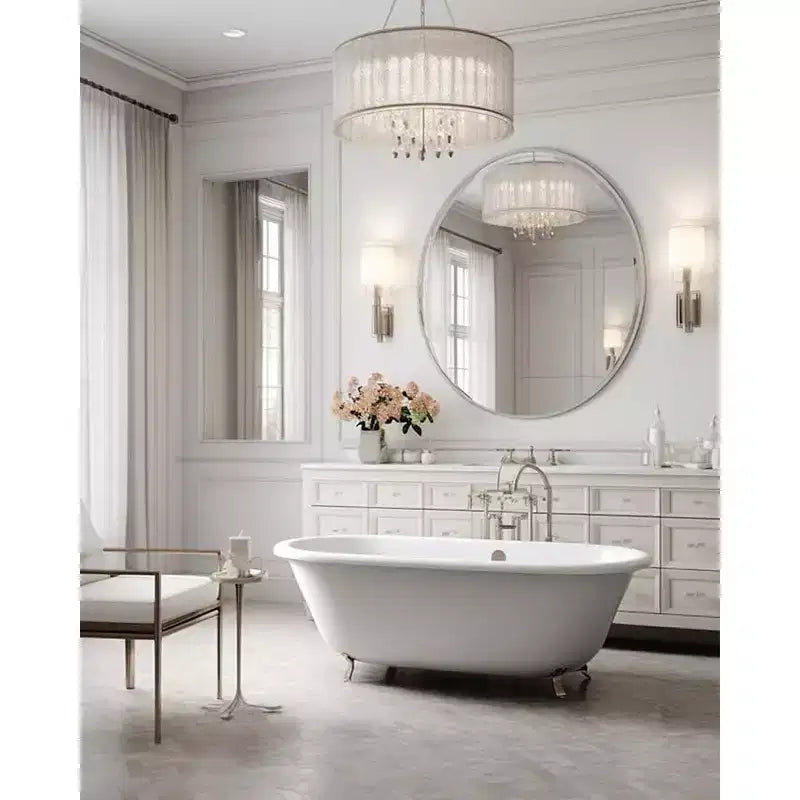 Miroir mural de salle de bain rond Whisen 42 pouces, verre HD de qualité supérieure, cadre en aluminium antirouille