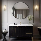 Miroir mural de salle de bain rond Whisen 42 pouces, verre HD de qualité supérieure, cadre en aluminium antirouille