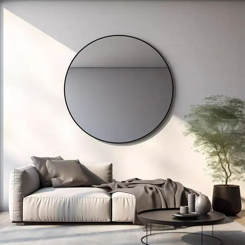 Miroir mural de salle de bain rond Whisen 42 pouces, verre HD de qualité supérieure, cadre en aluminium antirouille